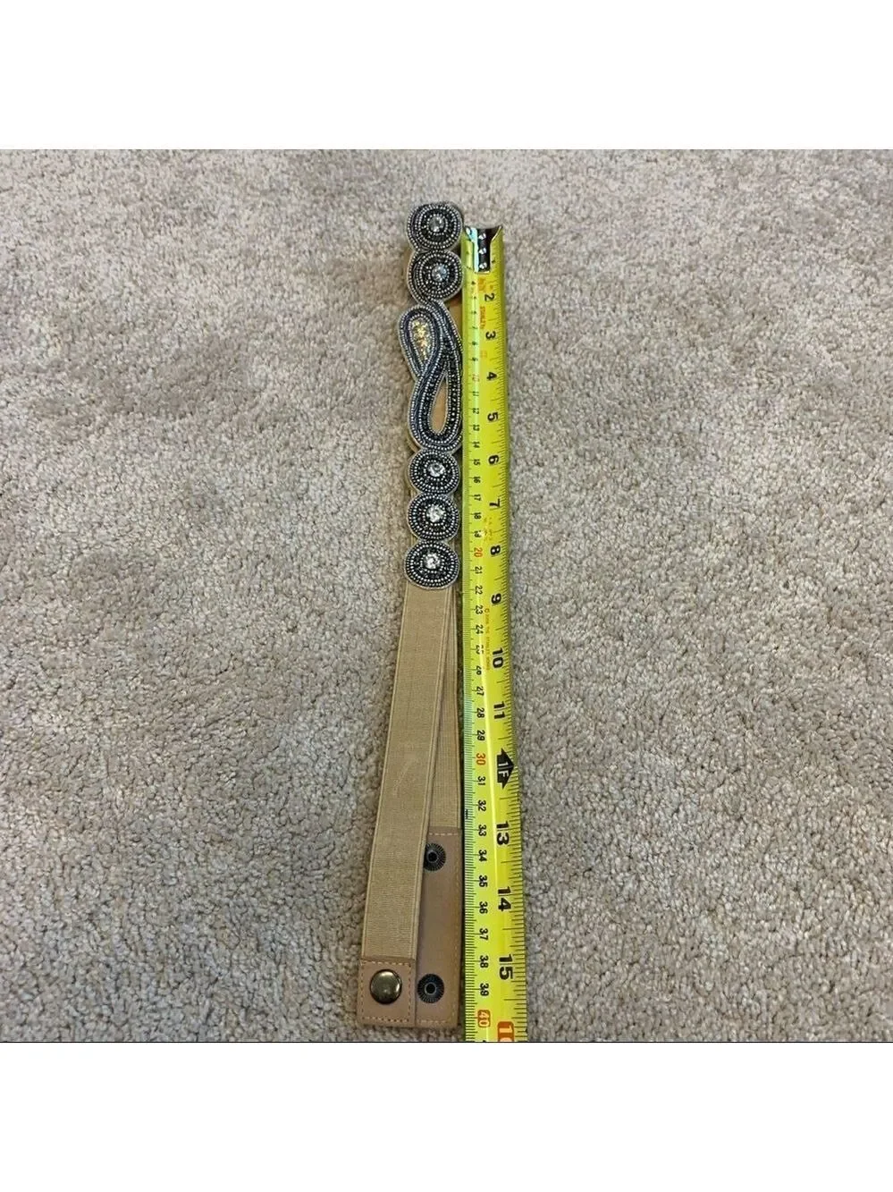 THYME Maternity Tan Brown Beaded Stretchy Belt Size S/M